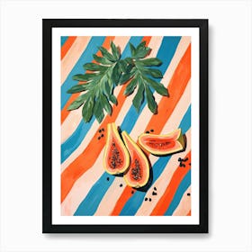 Papaya Fruit Summer Illustration 1 Art Print