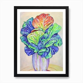 Lettuce Fauvist vegetable Art Print