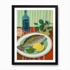 Flounder Italian Still Life Painting Art Print