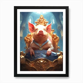 Pig In The Throne Art Print