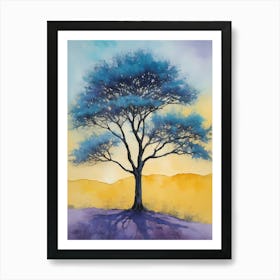 Painting Of A Tree, Yellow, Purple (9) Art Print
