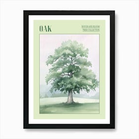 Oak Tree Atmospheric Watercolour Painting 9 Poster Art Print