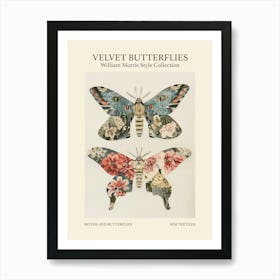 Velvet Butterflies Collection Moths And Butterflies William Morris Style 4 Art Print