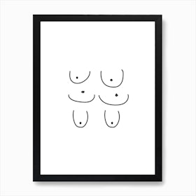 Abstract Boob One Line Drawing, Minimalist Breast Wall Art Print