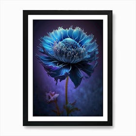 modern abstract blue flower Art Print