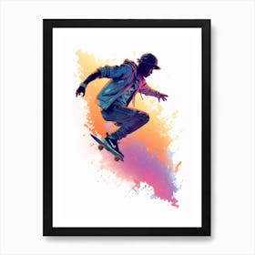 Skateboarding In Malmö,Sweden Gradient Illustration 3 Art Print