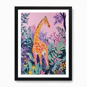 Purple Giraffe Watercolour Illustration 2 Art Print