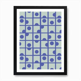 Blue Retro Circles Art Print