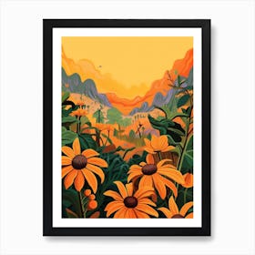 Boho Wildflower Painting Brown Eyed Susan 3 Art Print