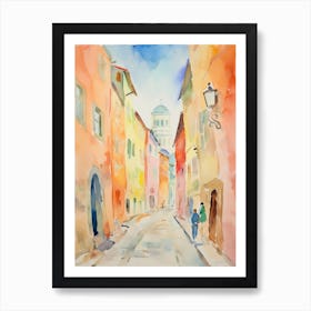 Piacenza, Italy Watercolour Streets 1 Art Print