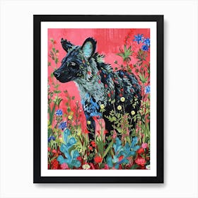 Floral Animal Painting Hyena 4 Art Print