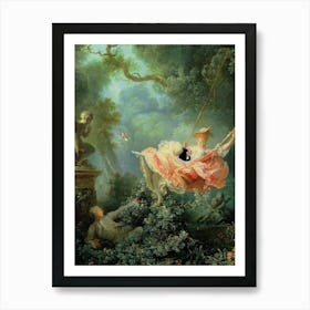 The Swing Black Cat Inspired By Jean Honoré Fragonard Close Up Art Print