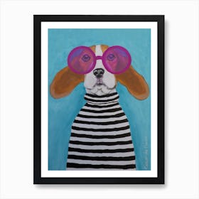 Stripy Beagle Art Print