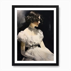 Moody Portrait Woman Painting Art Print