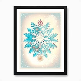 Cold, Snowflakes, Vintage Sketch 1 Art Print