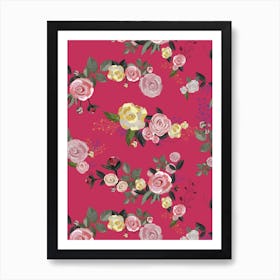 Peony Roses Pink Art Print