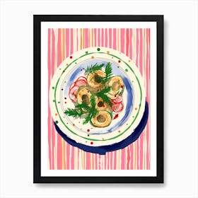 A Plate Of Calamari Top View Food Illustration 1 Art Print
