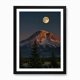 Moon in the mountains 1 Art Print