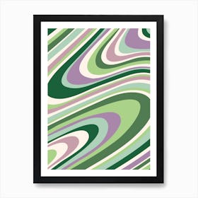 Retro Green & Purple Groovy Swirl Art Print