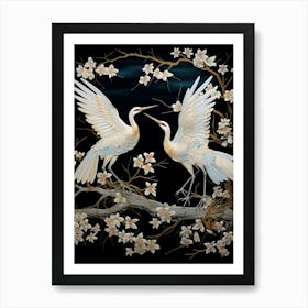 Crane Tsuru Japanese Style Illustration 3 Art Print