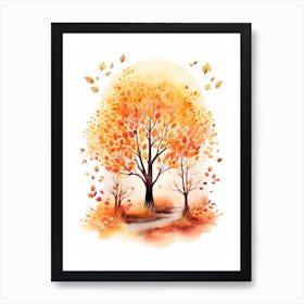 Cute Autumn Fall Scene 33 Art Print