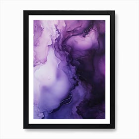 Purple And Black Flow Asbtract Painting 2 Art Print