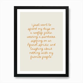 Aperol Spritz Notes Orange Art Print