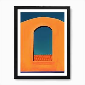 Rooftop Arch Window Santorini Art Print