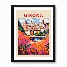 Girona Spain 4 Fauvist Travel Poster Art Print