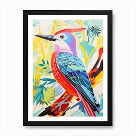 Colourful Bird Painting Woodpecker 1 Art Print