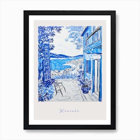 Korcula Croatia 2 Mediterranean Blue Drawing Poster Art Print