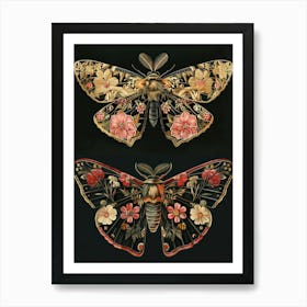 Butterfly Night Symphony William Morris Style 4 Art Print