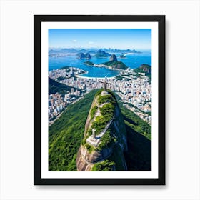 Aerial View Of Rio De Janeiro Capturing Cristo Redentor Christ The Redeemer Statue On Corcovado Mo (1) Art Print