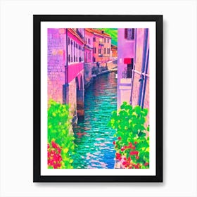 Port Of Kotor Montenegro Retro Risograph Print 1 harbour Art Print