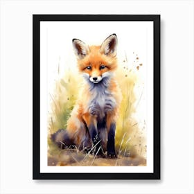 Baby Fox Watercolor Art Print