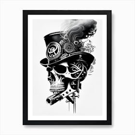 Skull With Pop Art Influences White Stream Punk Art Print