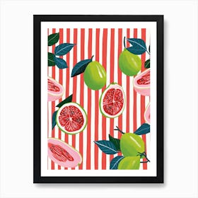 Guava Fruit Summer Illustration 3 Art Print