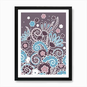 Doodles, Spring Garden, Lilac, and light blue version Poster