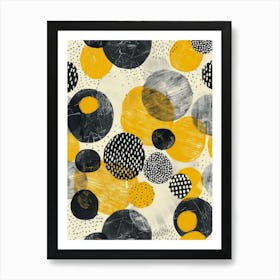 Yellow And Black Circles 1 Art Print