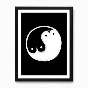 Boob Yin Yang Bw Art Print