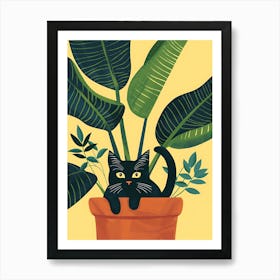 Cute Black Cat in a Plant Pot 5 Art Print