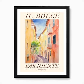 Il Dolce Far Niente Perugia, Italy Watercolour Streets 2 Poster Art Print