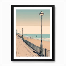 Brighton Seafront Lampost Beach Muted Tones Evening Ocean Walk Art Print