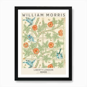 Liberty Print William Morris Trellis Blue Birds Art Print