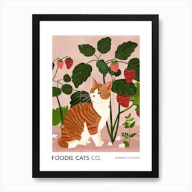 Foodie Cats Co Cat And Strawberries 2 Art Print