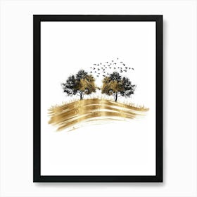 Gold Trees 1 Art Print