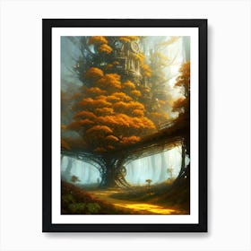 Tree House In The Forest Art Print