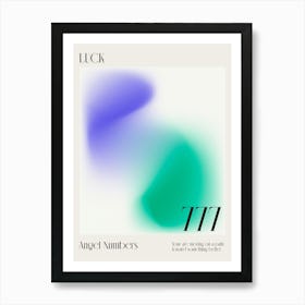 Luck Angel Numbers 777 Aura Art Print