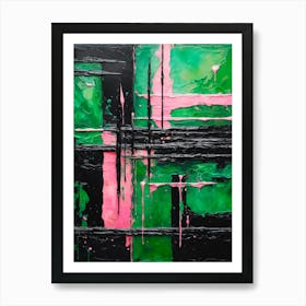 Abstract Pink Green Painting 1 Art Print