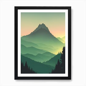 Misty Mountains Vertical Composition In Green Tone 112 Art Print